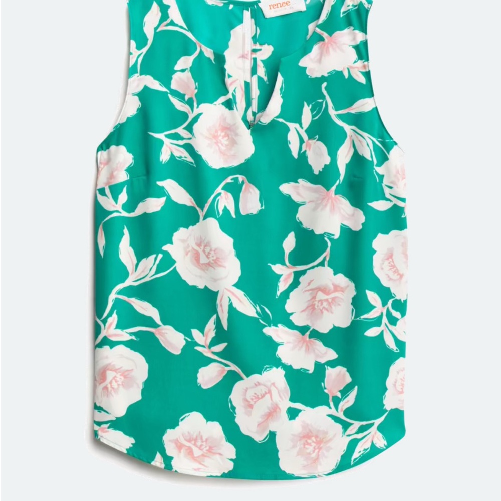 Renee C Pink Sleeveless Tank Top Floral